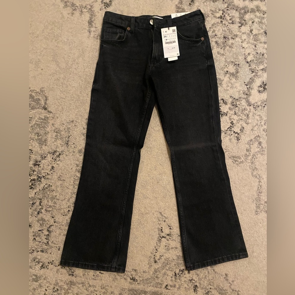 Zara black crop flare Jeans